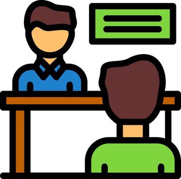 Interviewer and interviewee Line Filled Icon vector