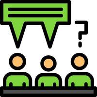 Group of people with speech bubbles for discussions Line Filled Icon vector