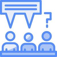Group of people with speech bubbles for discussions Line Filled Blue Icon vector