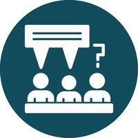 Group of people with speech bubbles for discussions Glyph Circle Icon vector