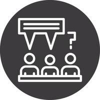 Group of people with speech bubbles for discussions Outline Circle Icon vector