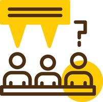 Group of people with speech bubbles for discussions Yellow Lieanr Circle Icon vector