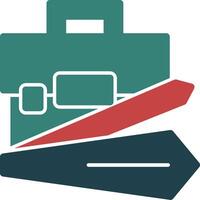 Briefcase and Tie Line Circle Icon vector