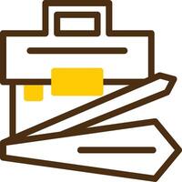 Briefcase and Tie Yellow Lieanr Circle Icon vector