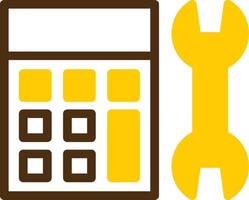 Calculator Yellow Lieanr Circle Icon vector