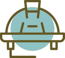 Worker Hat Linear Circle Icon vector