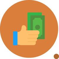 mano con dinero plano sombra icono vector