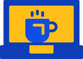 Coffee Cup and Laptop Flat Two Color Icon vector