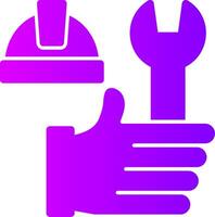 Hand with Tools Solid Multi Gradient Icon vector