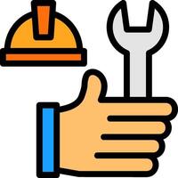 Hand with Tools Line Filled Icon vector