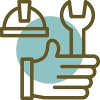 Hand with Tools Linear Circle Icon vector