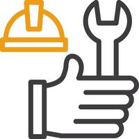 Hand with Tools Glyph Two Color Icon vector