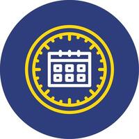 Clock and Calendar Dual Line Circle Icon vector