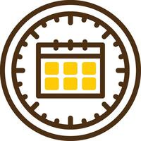 Clock and Calendar Yellow Lieanr Circle Icon vector