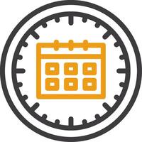 Clock and Calendar Line Circle Icon vector