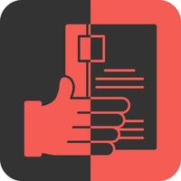 Hand with Resume Red Inverse Icon vector
