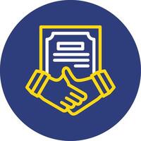 Handshake and Agreement Dual Line Circle Icon vector