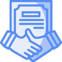 Handshake and Agreement Line Filled Blue Icon vector