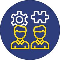 Teamwork Puzzle Dual Line Circle Icon vector