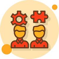 Teamwork Puzzle Filled Shadow Circle Icon vector