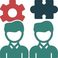 Teamwork Puzzle Glyph Two Color Icon vector