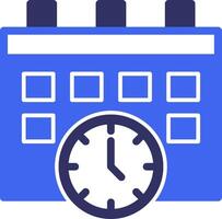 Calendar and Clock Solid Two Color Icon vector