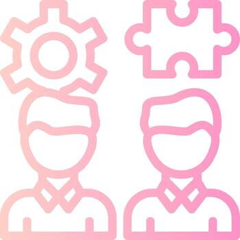 Teamwork Puzzle Linear Gradient Icon vector