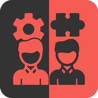Teamwork Puzzle Red Inverse Icon vector