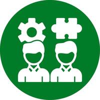 Teamwork Puzzle Glyph Circle Icon vector