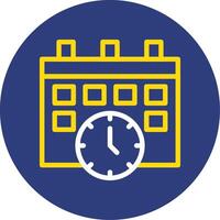 Calendar and Clock Dual Line Circle Icon vector