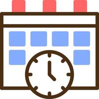 Calendar and Clock Color Filled Icon vector