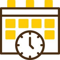 Calendar and Clock Yellow Lieanr Circle Icon vector