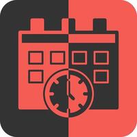 Calendar and Clock Red Inverse Icon vector