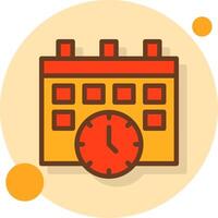 Calendar and Clock Filled Shadow Circle Icon vector