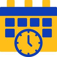 calendario y reloj plano dos color icono vector