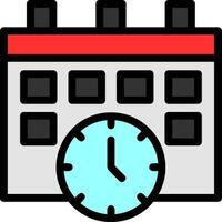 Calendar and Clock Line Filled Icon vector