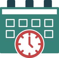 Calendar and Clock Glyph Two Color Icon vector
