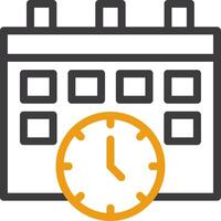 Calendar and Clock Line Circle Icon vector