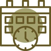 Calendar and Clock Linear Circle Icon vector