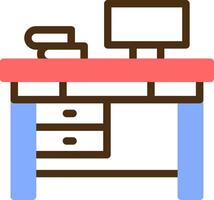 Office Desk Color Filled Icon vector