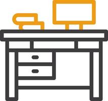 Office Desk Line Circle Icon vector