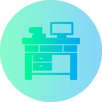 Office Desk Gradient Circle Icon vector