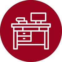 Office Desk Outline Circle Icon vector