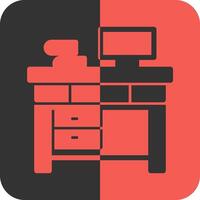 Office Desk Red Inverse Icon vector