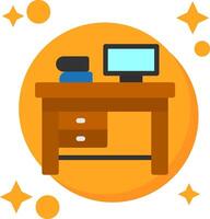 Office Desk Tailed Color Icon vector