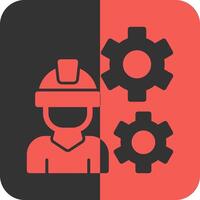 Worker Gear Red Inverse Icon vector