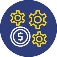 Dollar Sign and Gear Dual Line Circle Icon vector