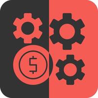 Dollar Sign and Gear Red Inverse Icon vector