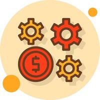 Dollar Sign and Gear Filled Shadow Circle Icon vector