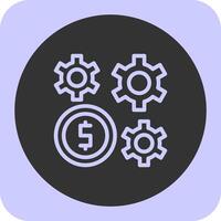 Dollar Sign and Gear Linear Round Icon vector